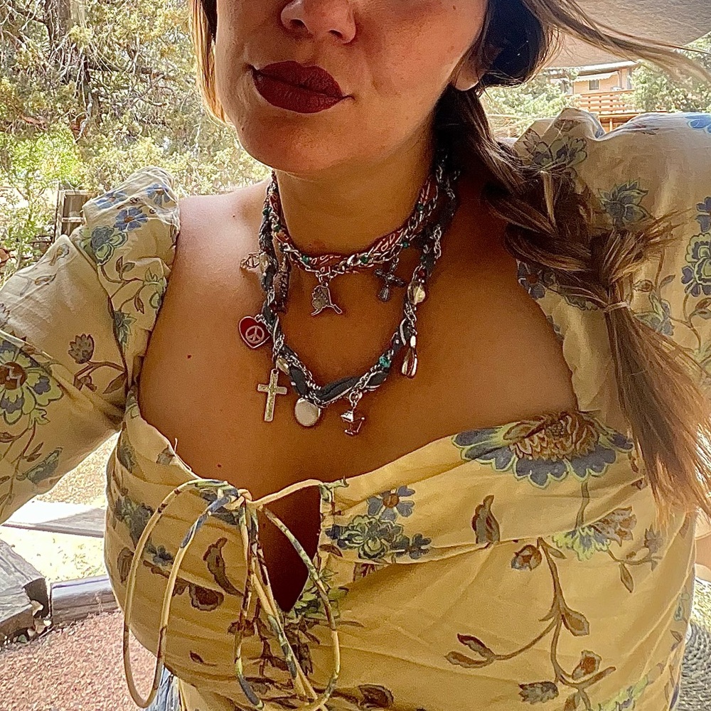 Handcrafted Bandana Reclaimed Charm Necklace